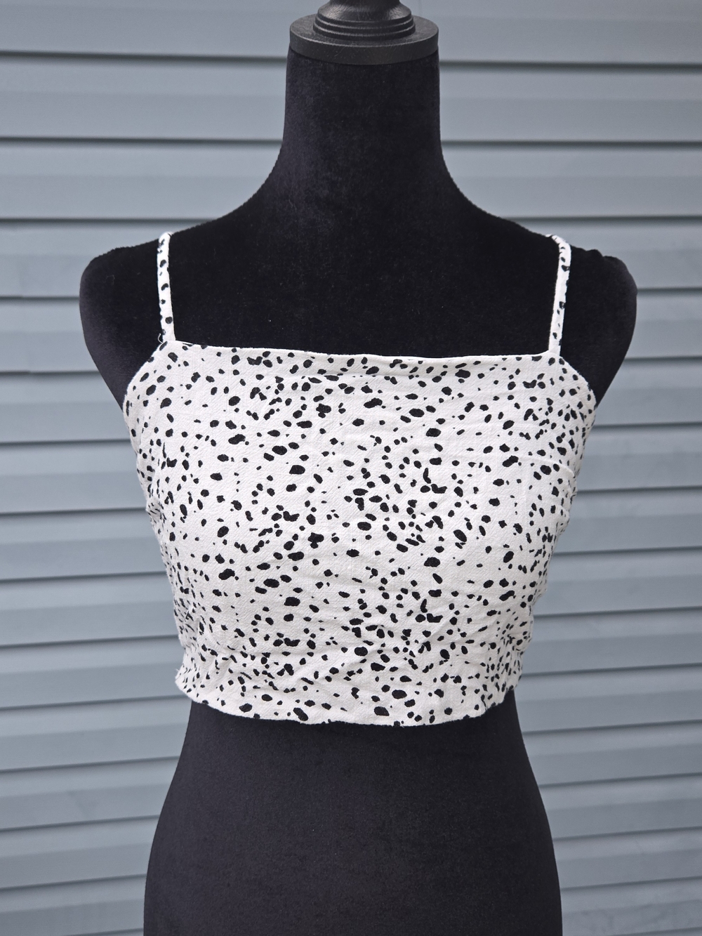 Kendall & Kylie Spotted Dalmatian Print Crop Top Size Small Lace Up Back Cami